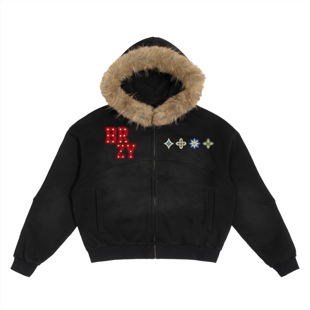 Detachable,Hoodie,Boxy ,Sun Fade Boxy Detachable Fur H
