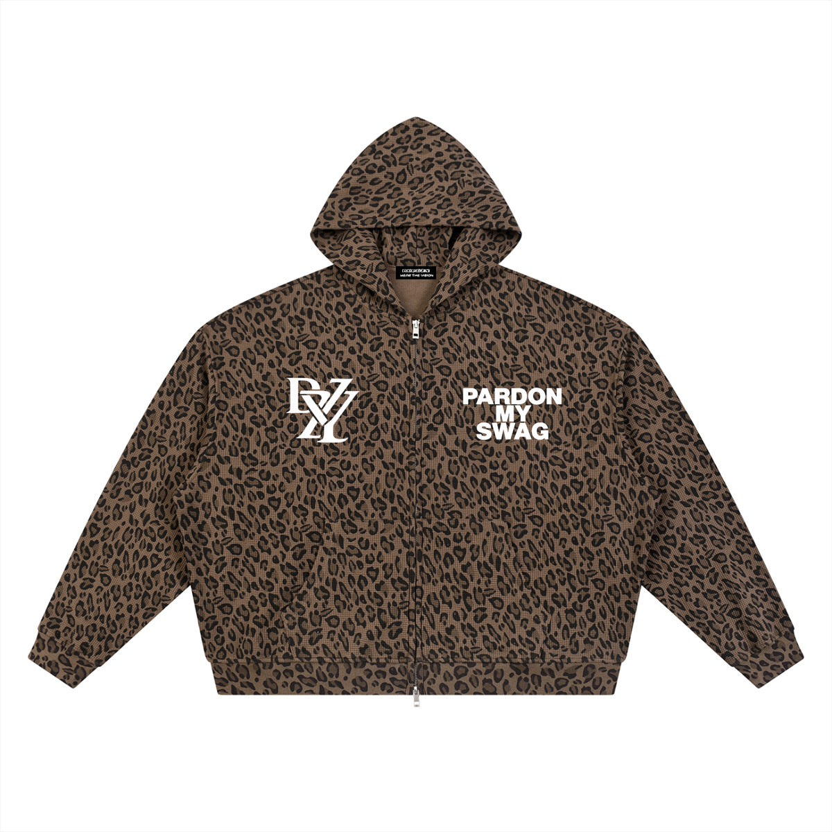 Hoodie,Unisex,Leopard,Zip
