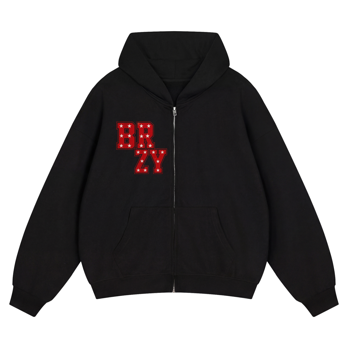 Unisex Loose Solid Full Zip Hoodie