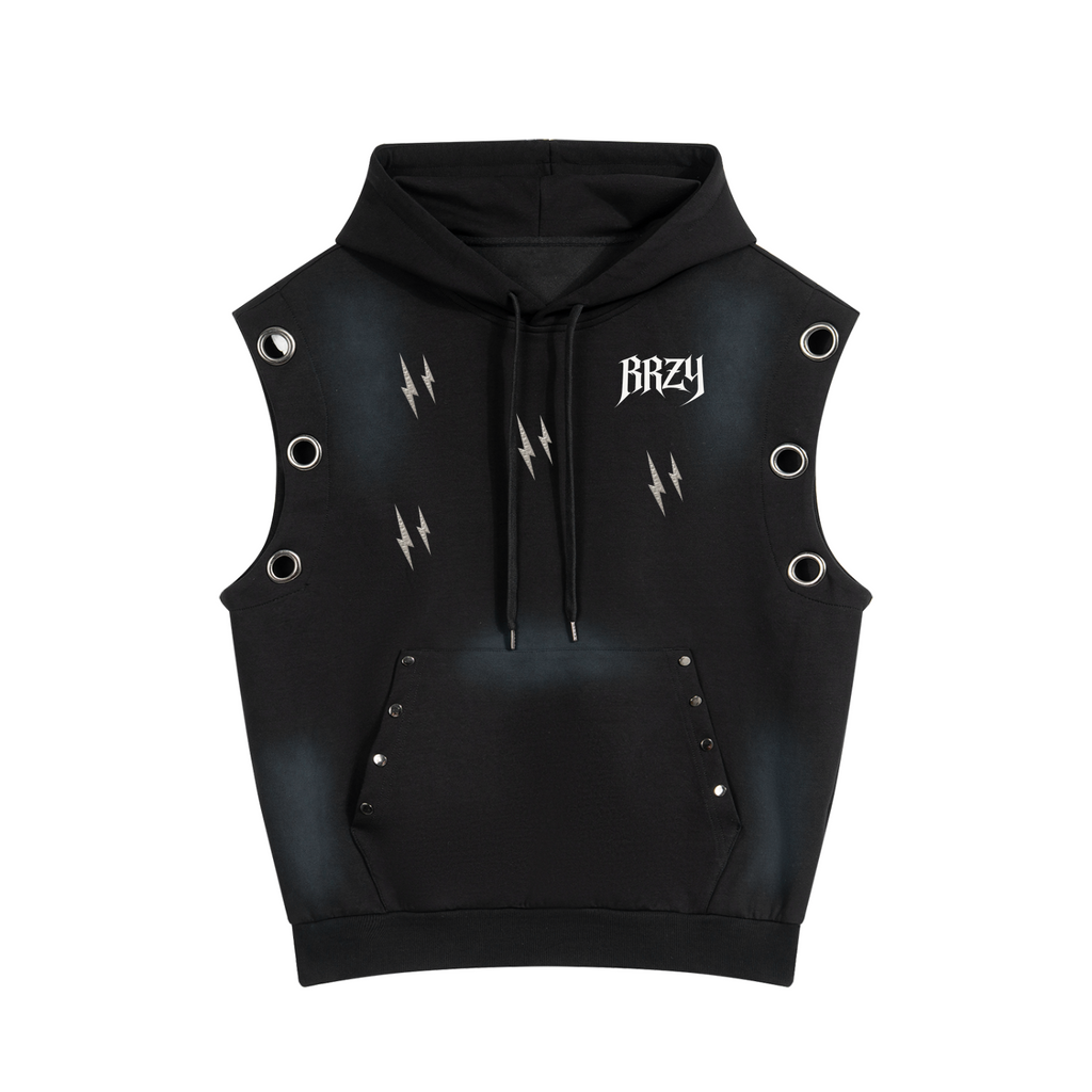 Unisex Vintage Wash Sun Fade Sleeveless Hoodie