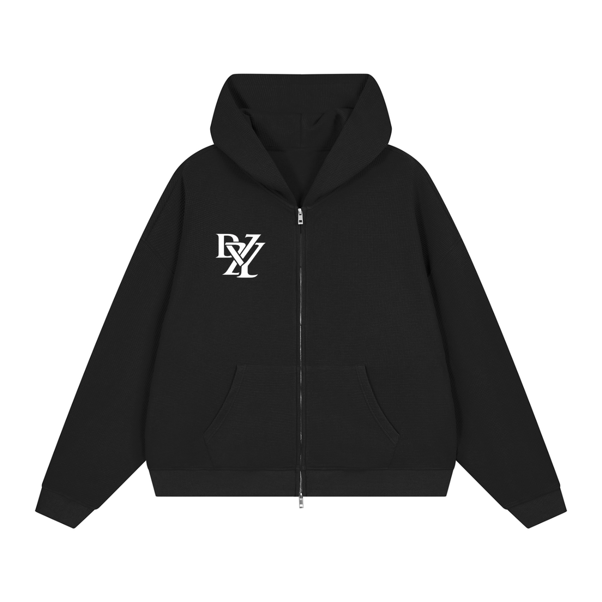 Unisex Waffle Boxy Full Zip Hoodie