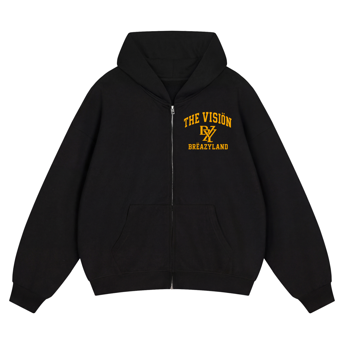 Unisex Loose Solid Full Zip Hoodie