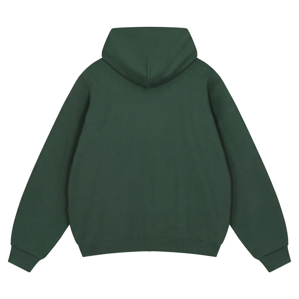 Unisex Loose Solid Full Zip Hoodie