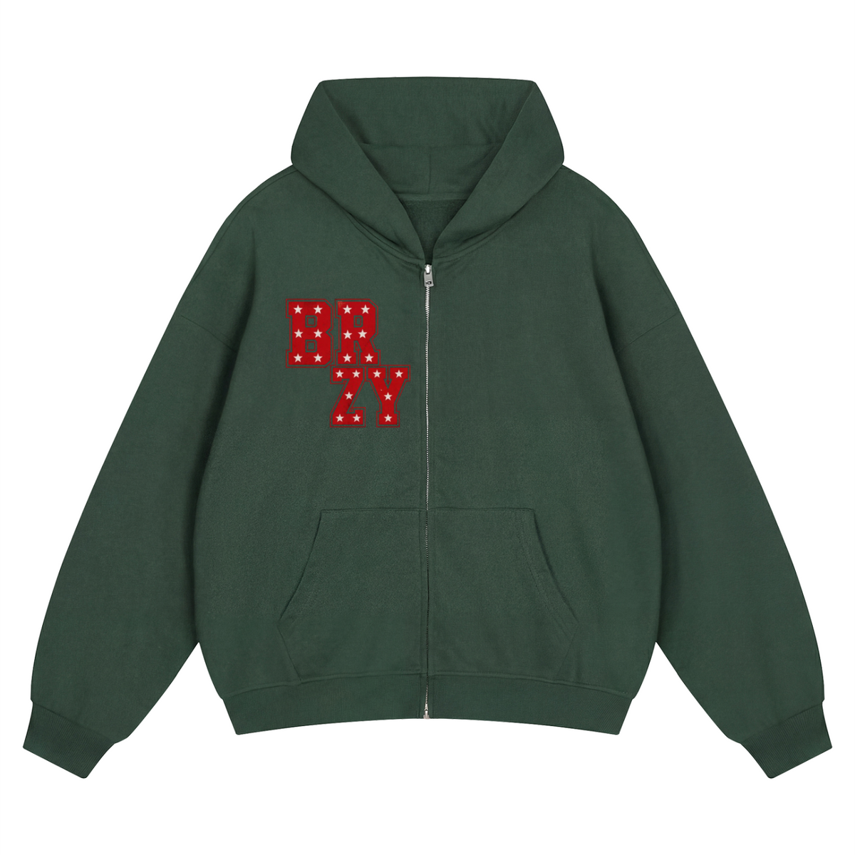 Unisex Loose Solid Full Zip Hoodie