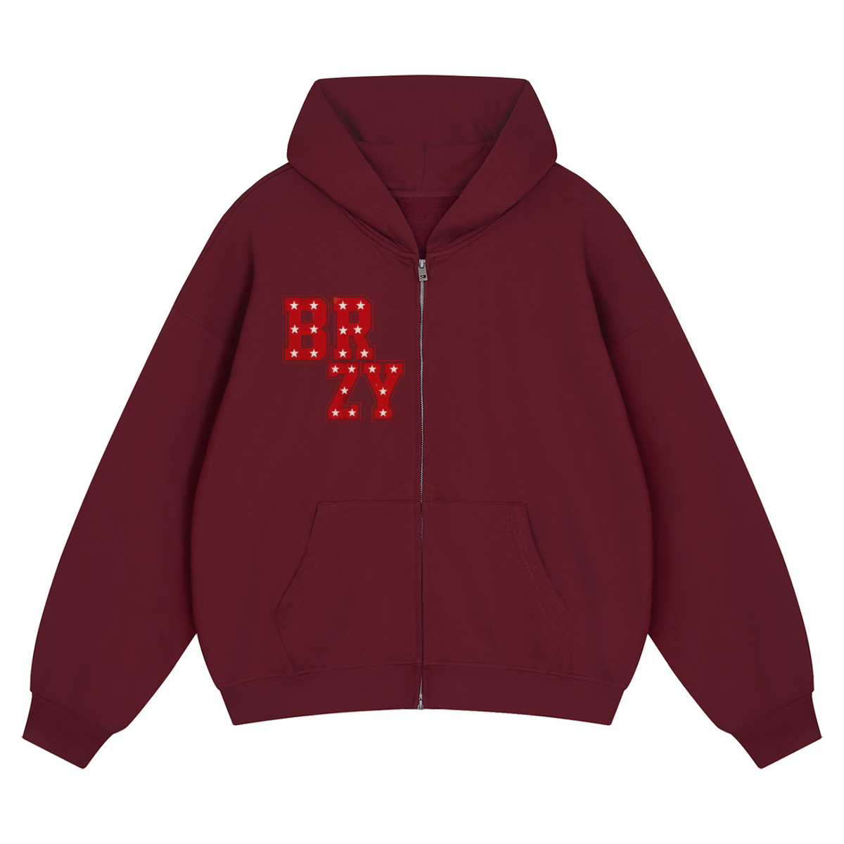 Unisex Loose Solid Full Zip Hoodie
