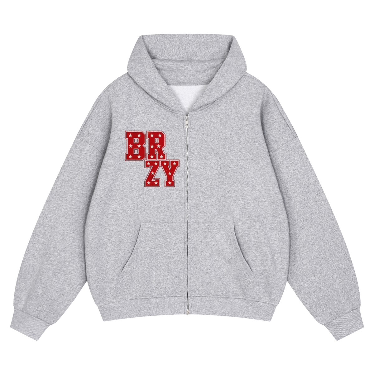 Unisex Loose Solid Full Zip Hoodie