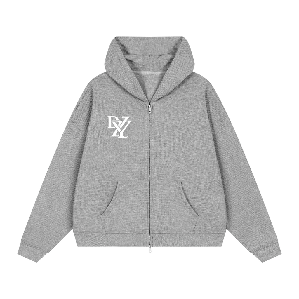 Unisex Waffle Boxy Full Zip Hoodie