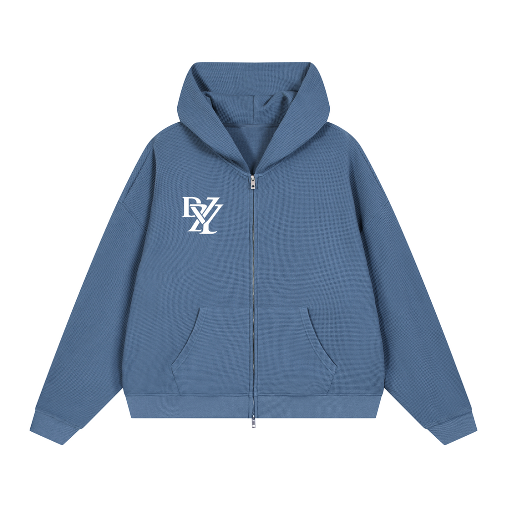 Unisex Waffle Boxy Full Zip Hoodie