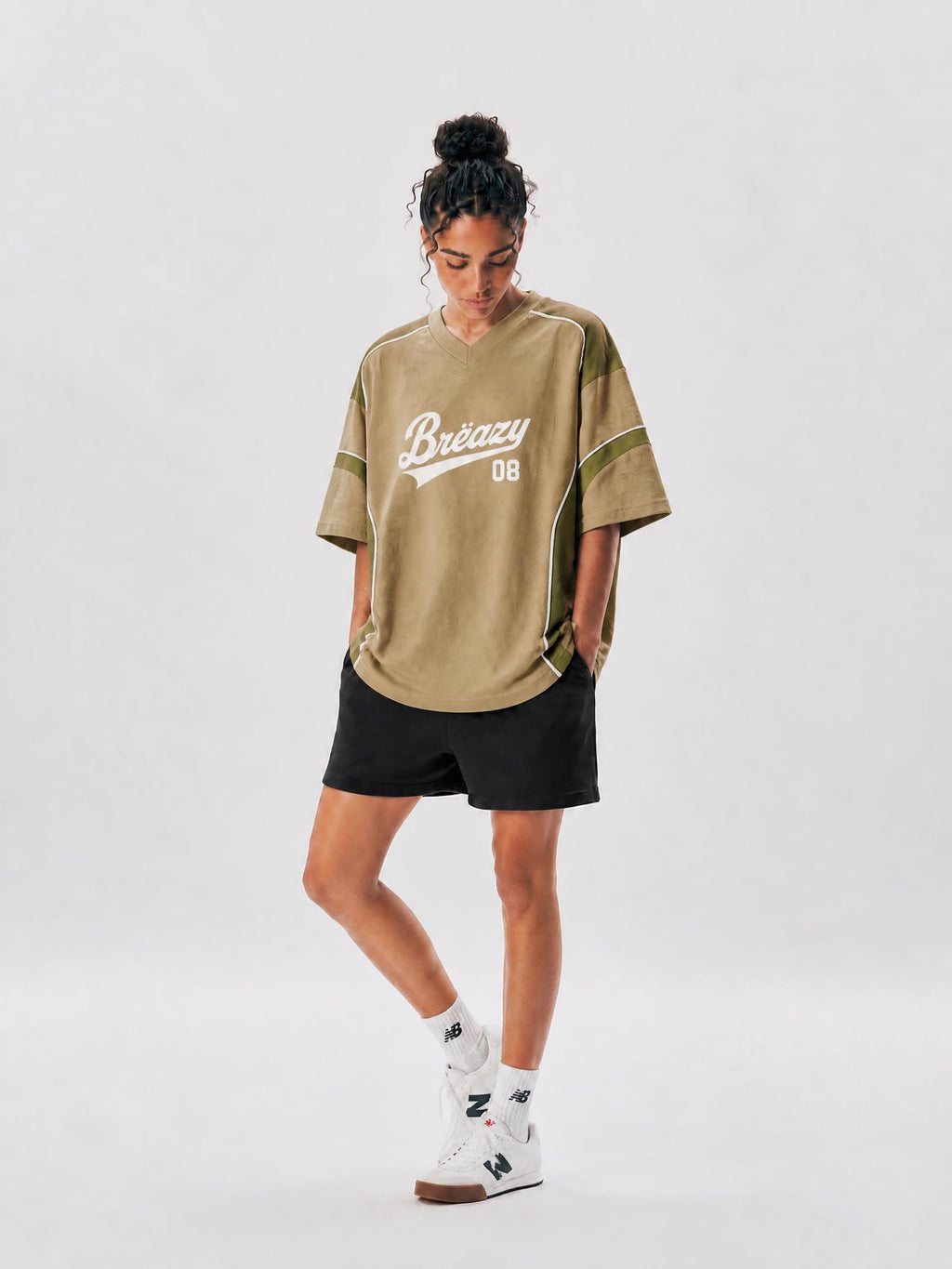 Unisex Color Block V-Neck T-Shirt