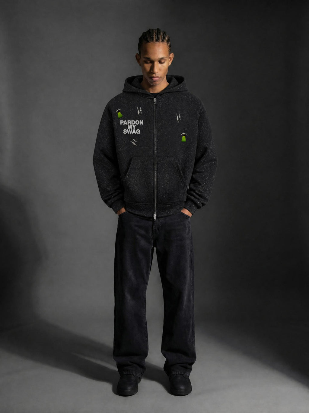Unisex Sparkles Full Zip Boxy Hoodie