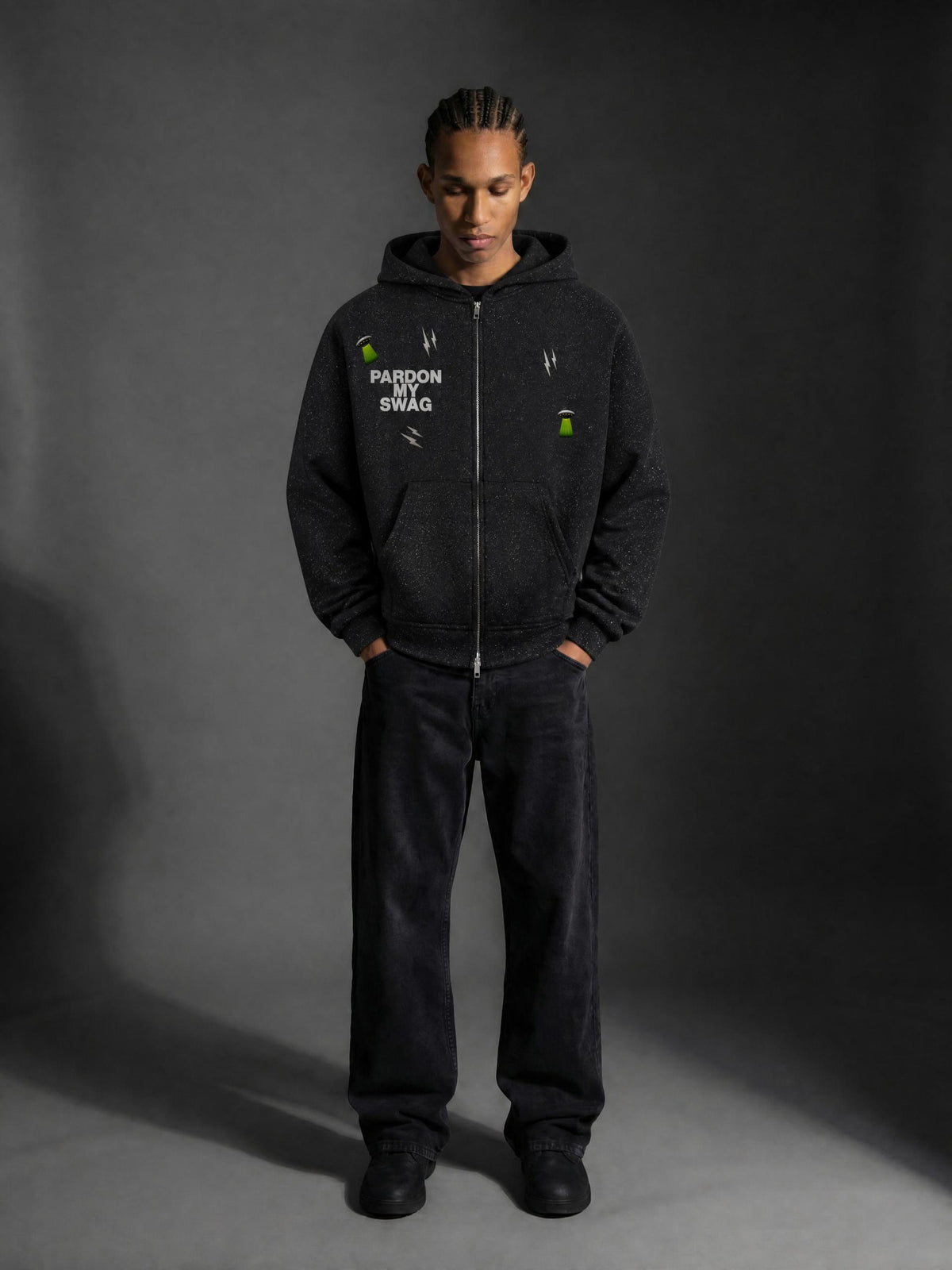 Unisex Sparkles Full Zip Boxy Hoodie