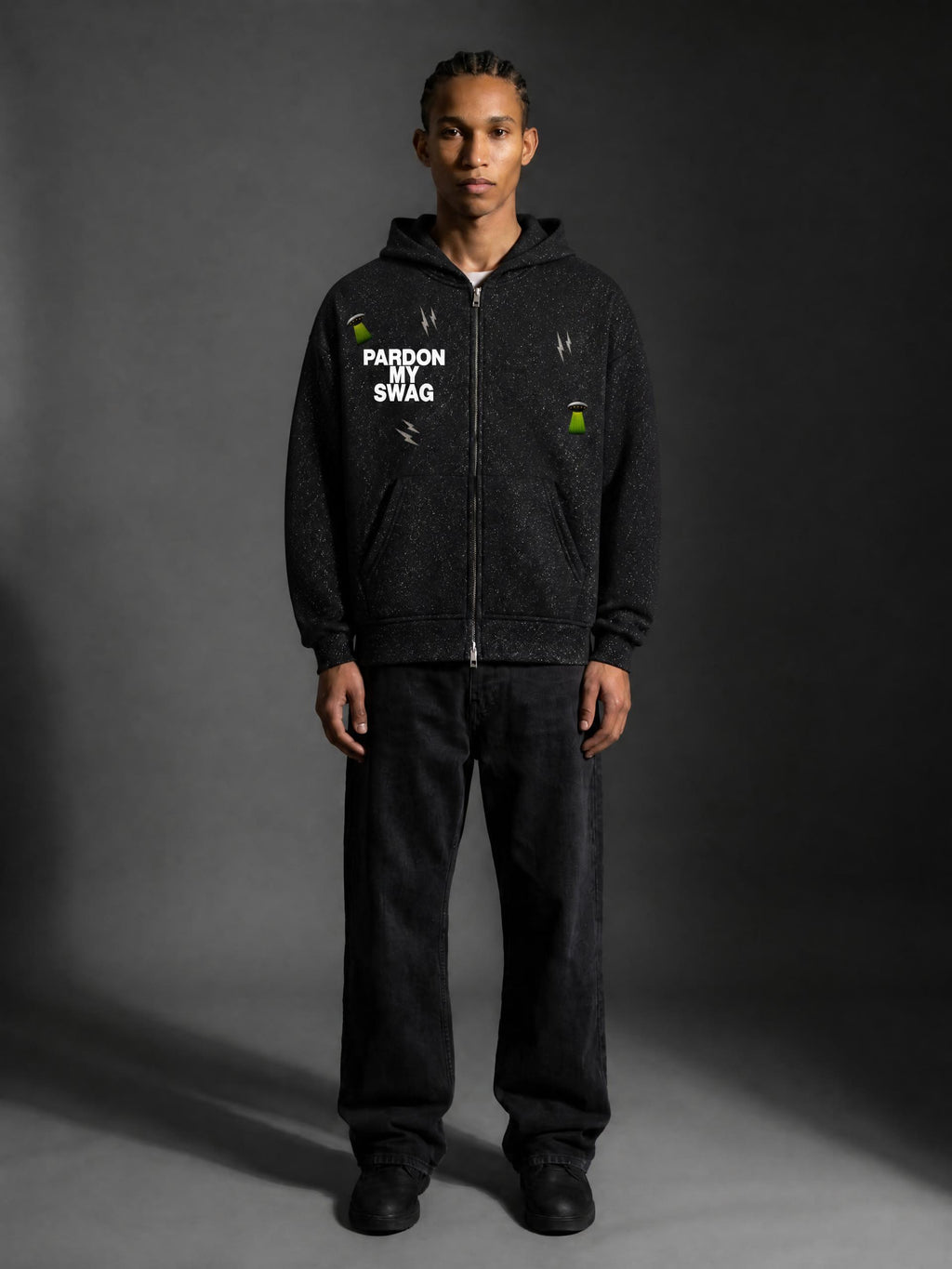 Unisex Sparkles Full Zip Boxy Hoodie