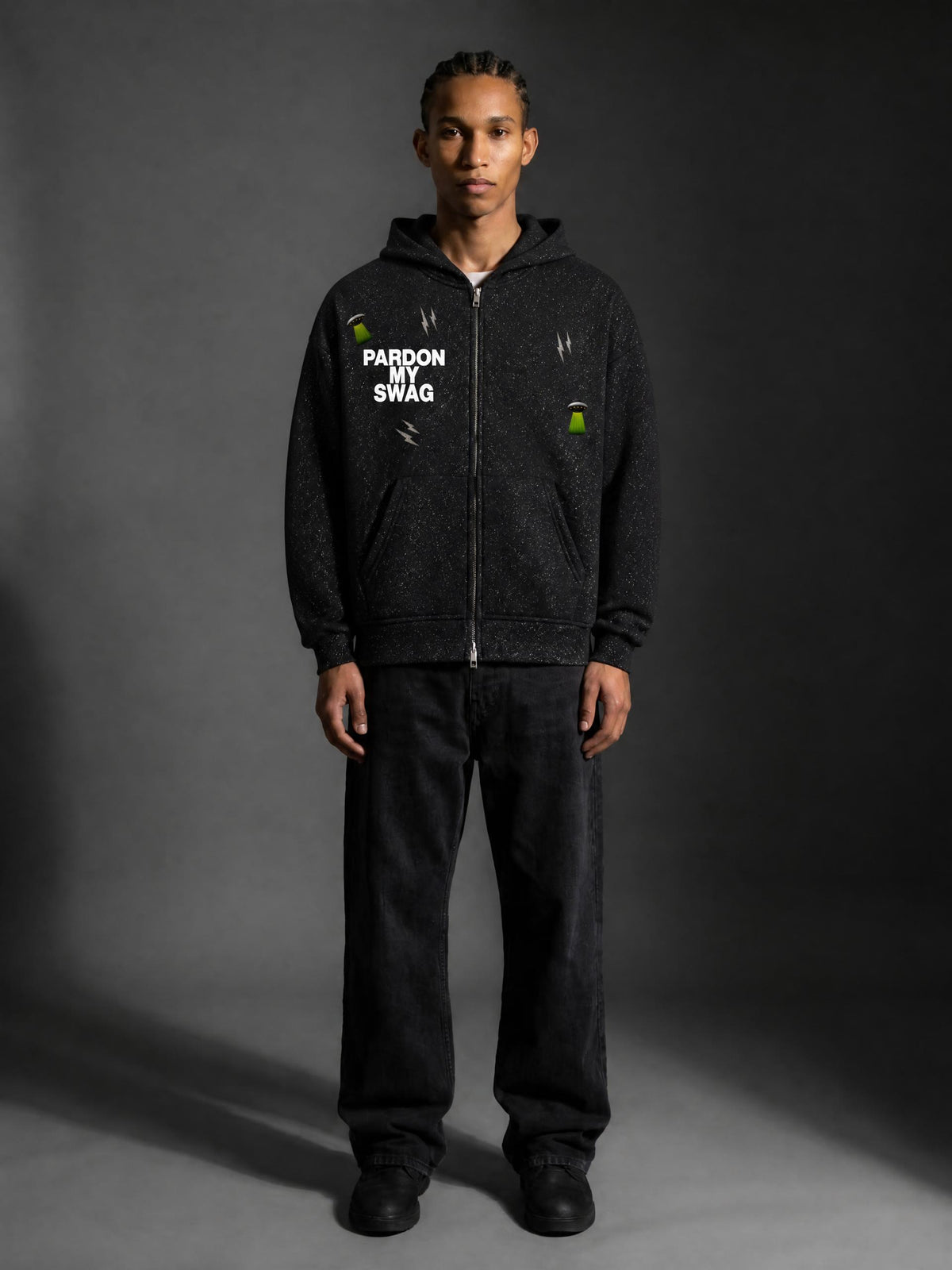 Unisex Sparkles Full Zip Boxy Hoodie