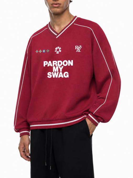 Unisex Color Block V-Neck Sweatshirt