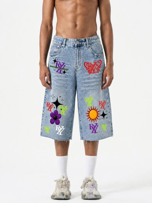 Men’s Vintage Wide Leg Denim Shorts